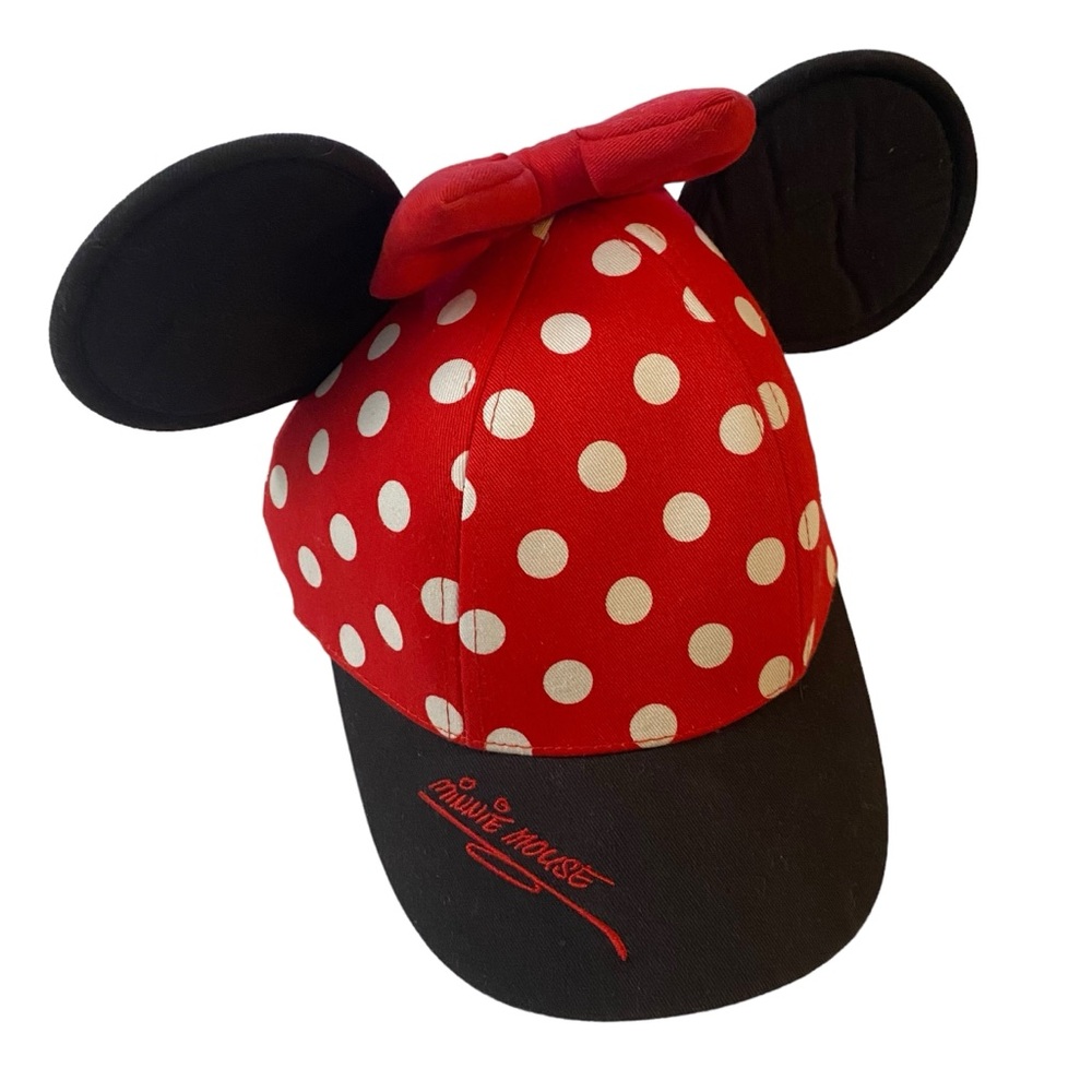 Disney Park's Youth Hat Minnie Mouse With Ears Red Polka Dots Walt Disney World